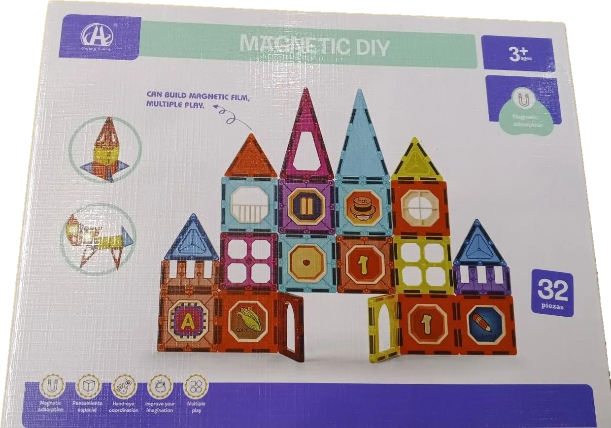 Magnetic DIY Building Tiles – 32 Pieces